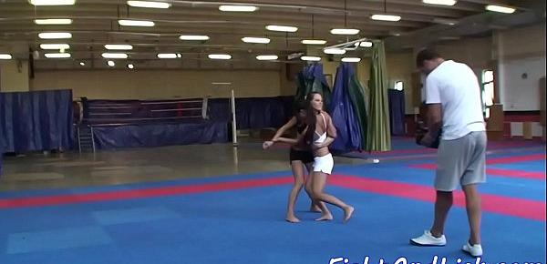  Wrestling lezzie gets pussylicked by asian gf